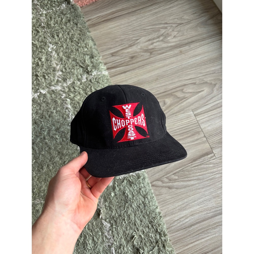West Coast Choppers Jesse James Iron Cross Hat Black Fitted Cap Mens Y2K